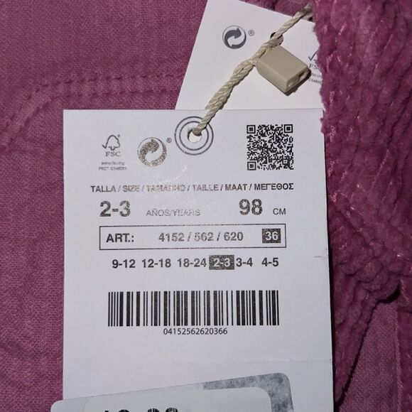 ZARA Kids | Pink | CORDUROY POCKET OVERALL DRESS - Picture 5 of 5